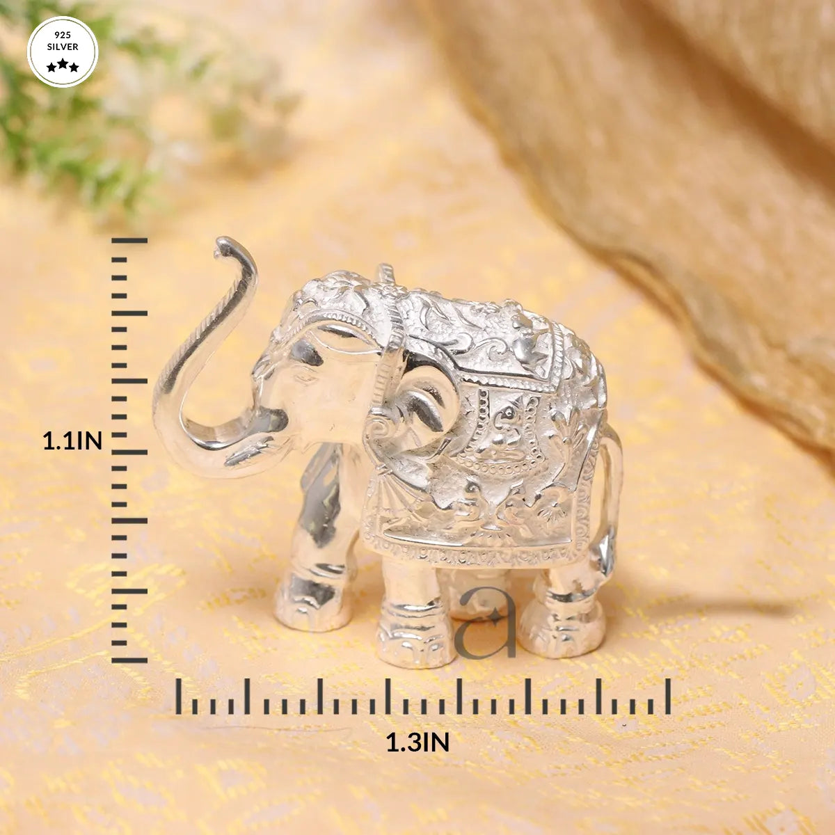 925 Solid Silver Elephant with Upside Sund