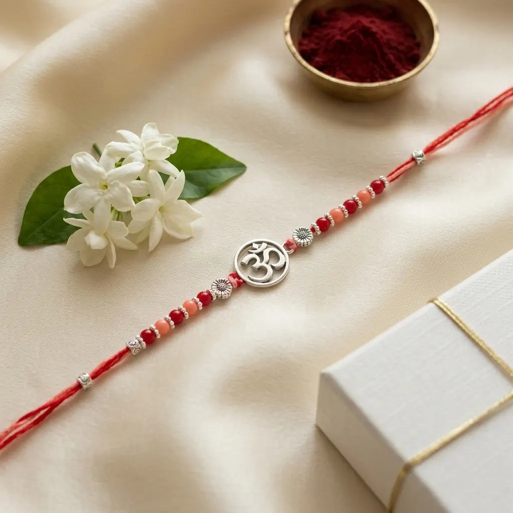 92.5 Silver Om Rakhi for Raksha Bandhan