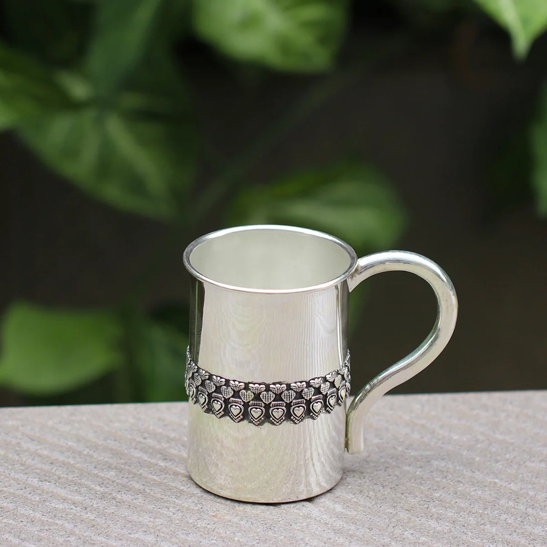 925 Antique Silver Heart Designed Mug