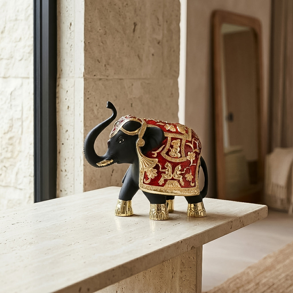 Black &amp; Golden Gajanth Lakshmi Upward Trunk