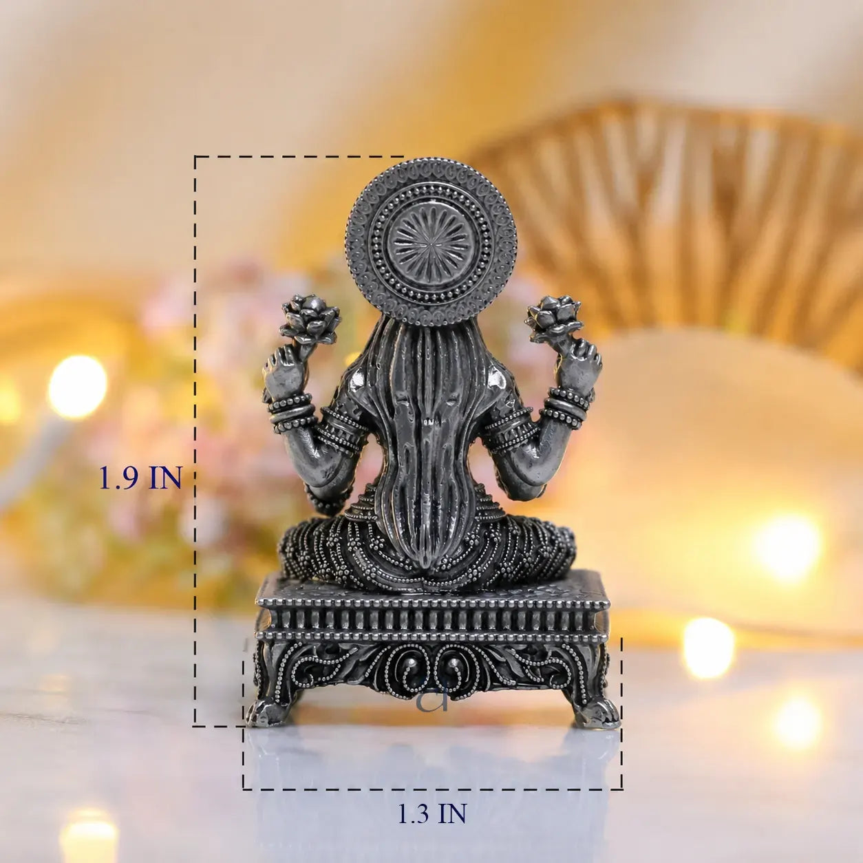 925 Sterling Silver Antique Finish Hollow Lakshmi Devi Idol