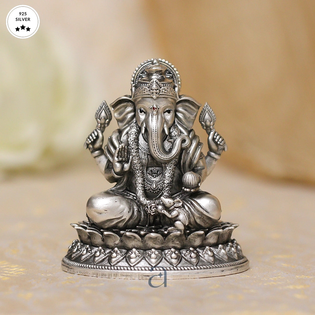 Antique Silver Ganesh Idol for Spiritual Peace