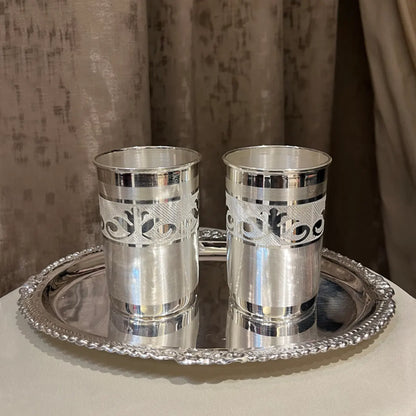 Handcrafted Silver Leaf Glasses (Set of 2)