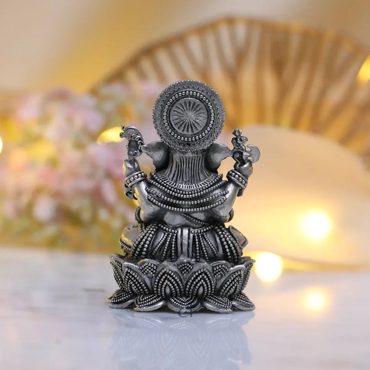 925 Sterling Silver Antique Finish Hollow Ganesh Ji Idol