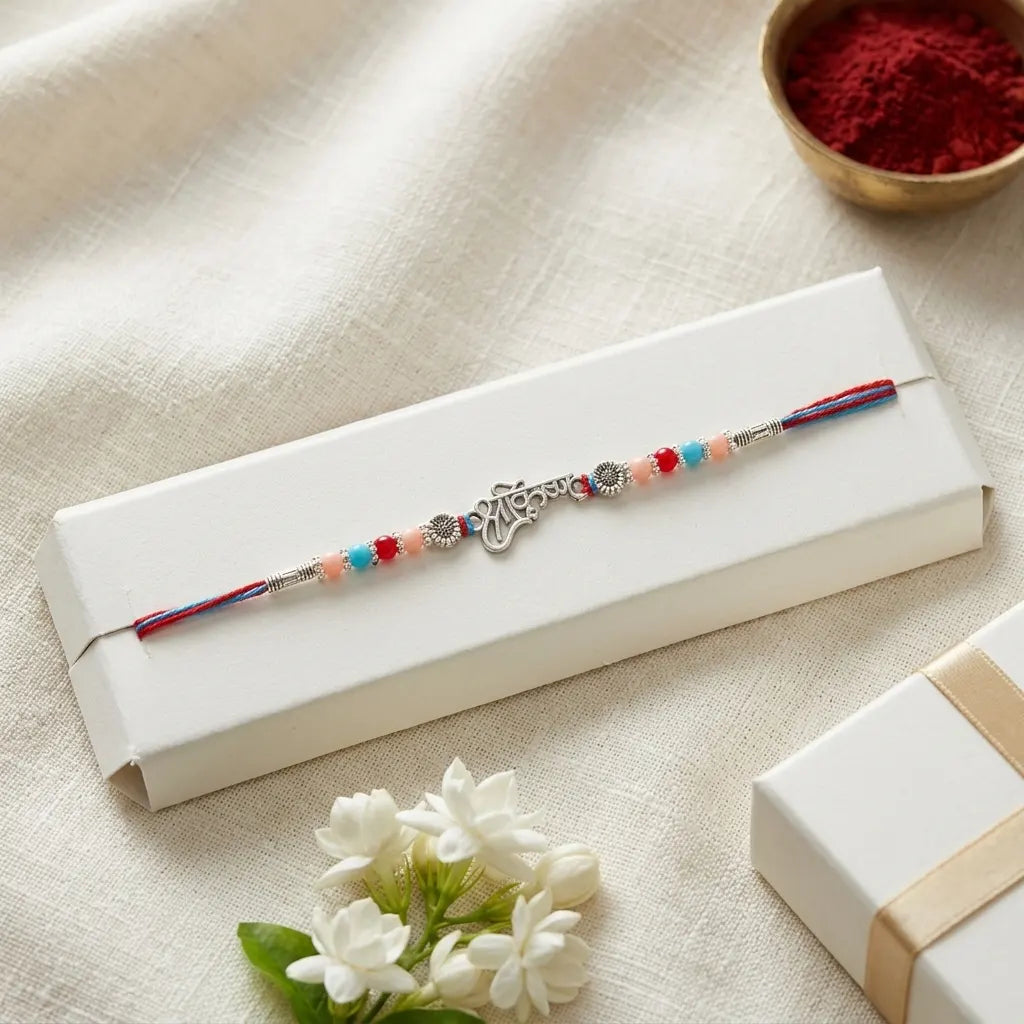 92.5 Silver Shree Krishna Rakhi for Brother