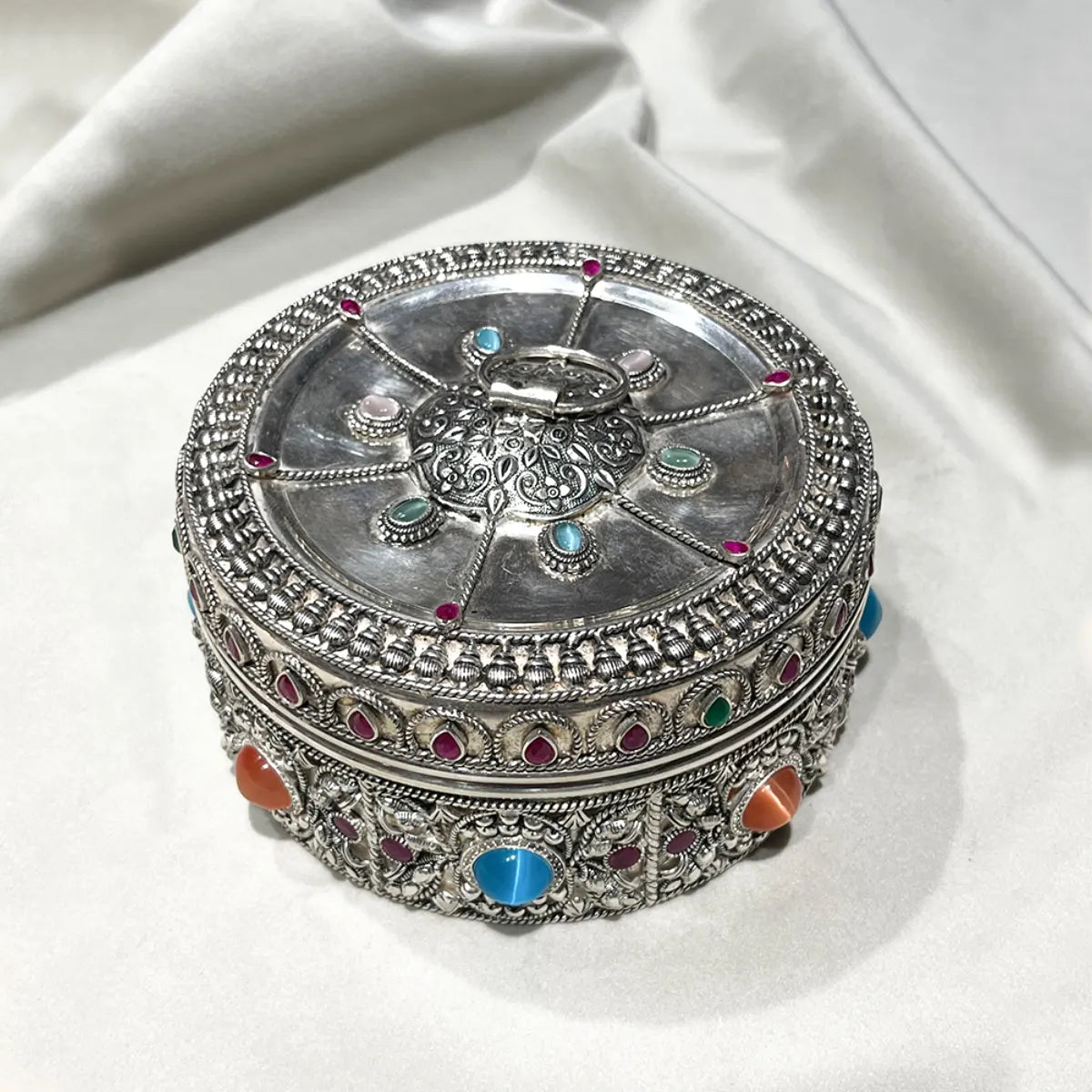 Collectible Antique Silver Box with Floral Patterns