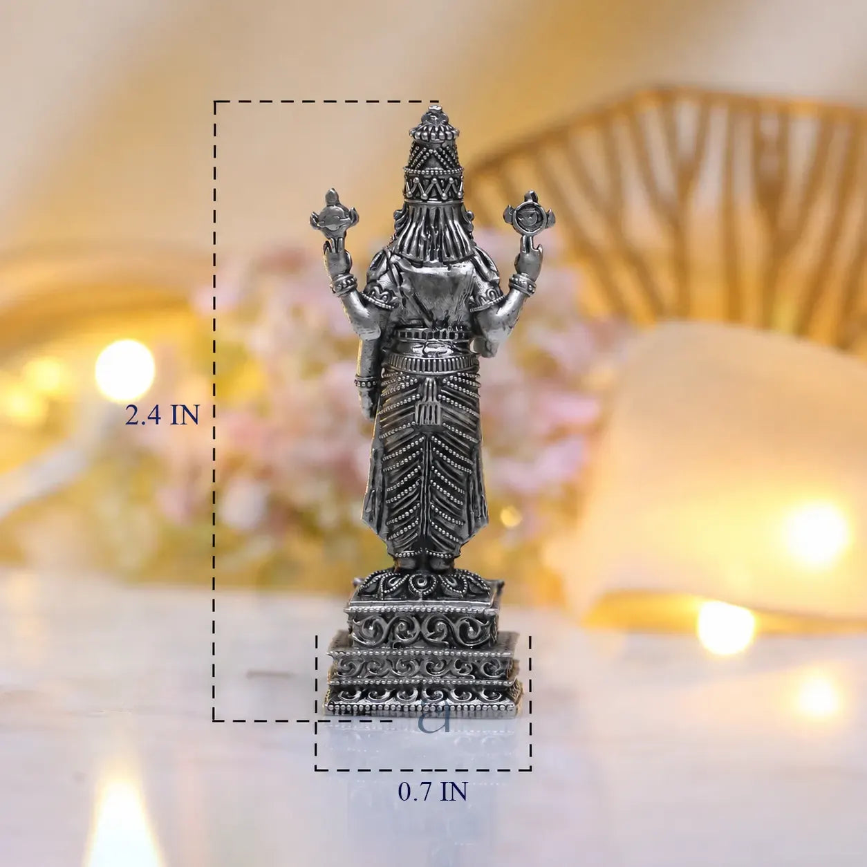 925 Sterling Silver Antique Finish Hollow Tirupati Balaji Idol
