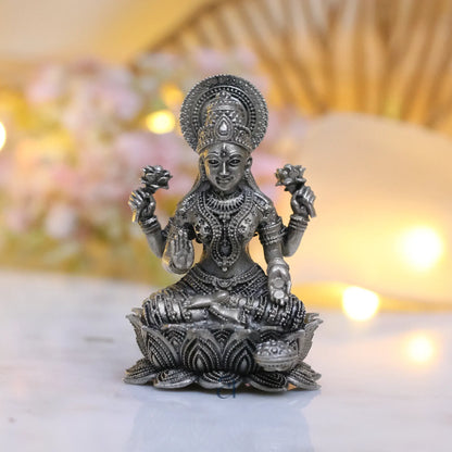 925 Silver Antique Finish Hollow Goddess Lakshmi Idol