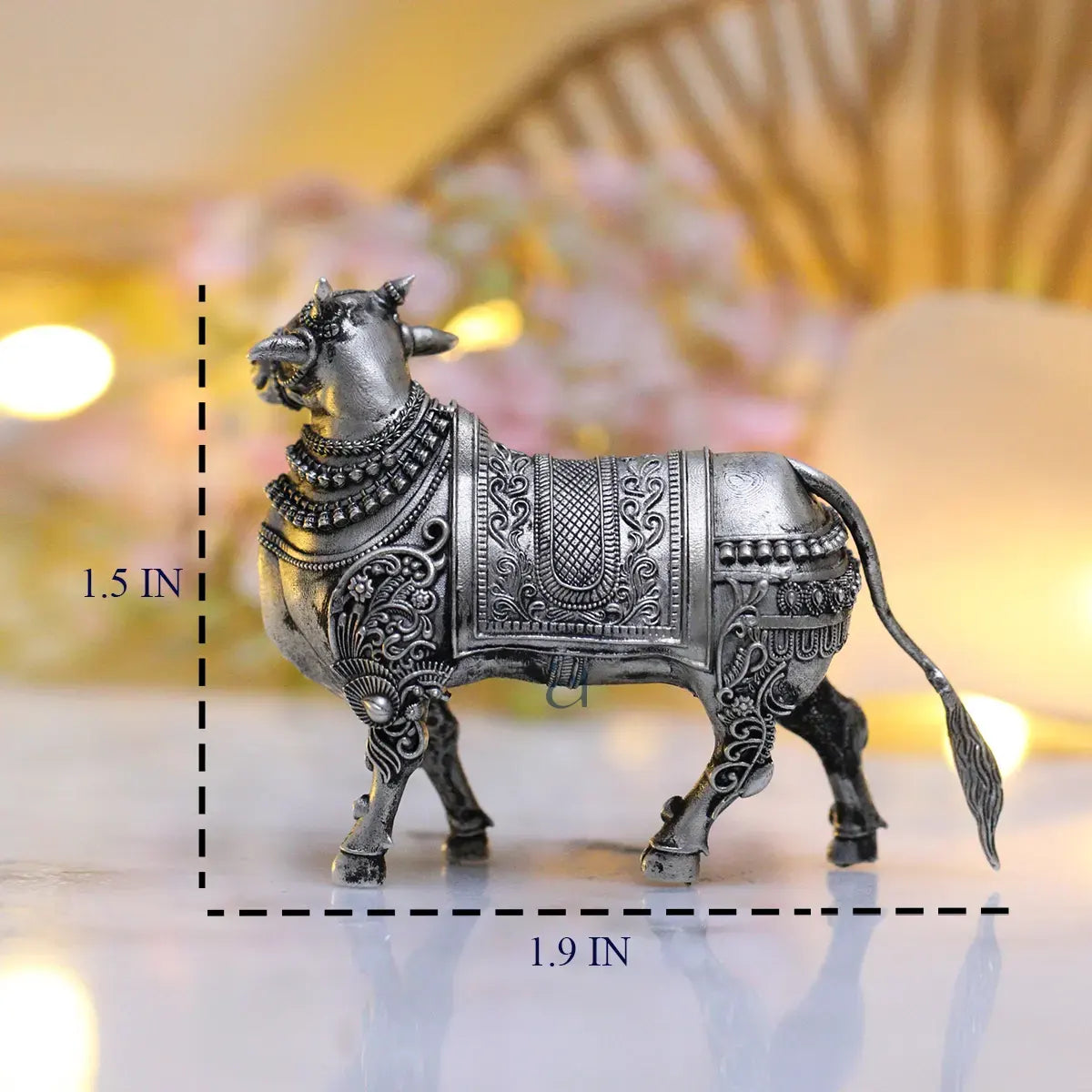 925 Sterling Silver Antique Finish Hollow Nandi Idol