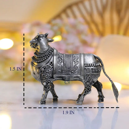 925 Sterling Silver Antique Finish Hollow Nandi Idol