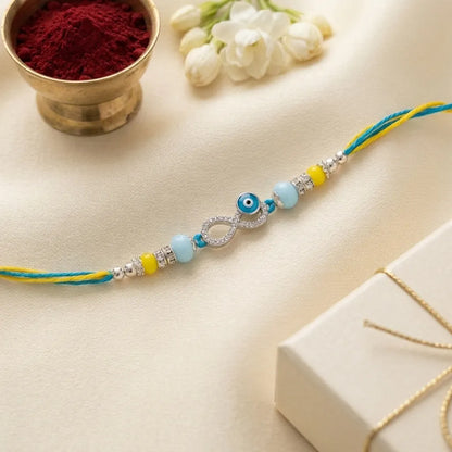 92.5 Silver Infinity Evil Eye Rakhi for Brother