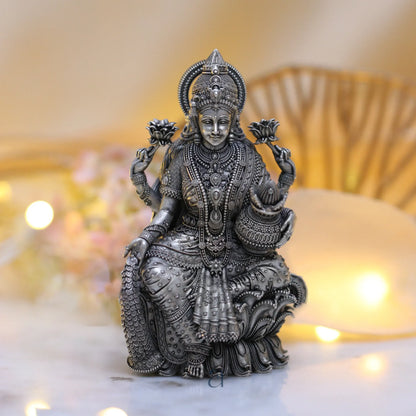 925 Sterling Silver Antique Finish Hollow Lakshmi Ji Idol