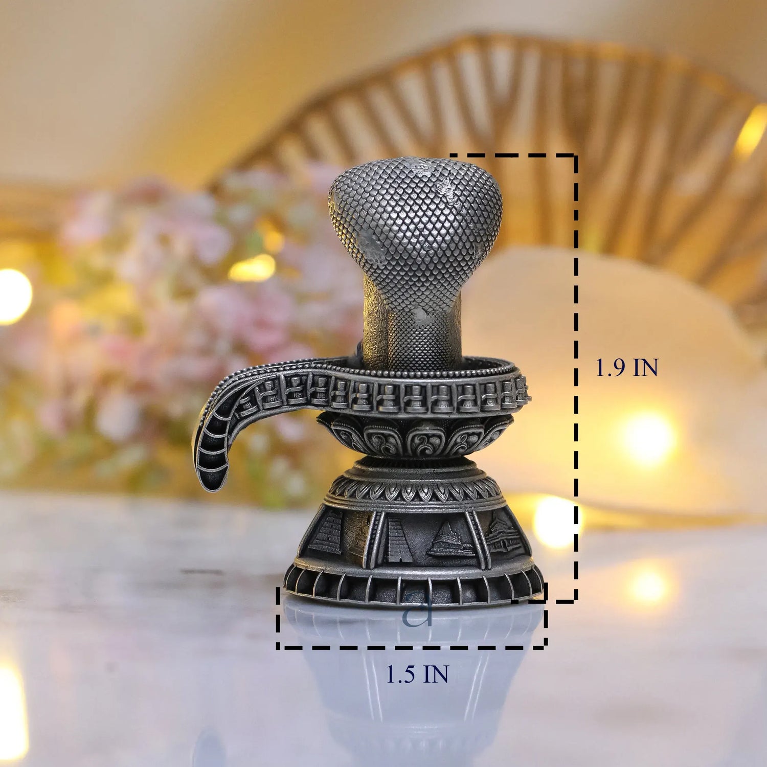 925 Sterling Silver Antique Finish Hollow Shivling with Nandi Idol