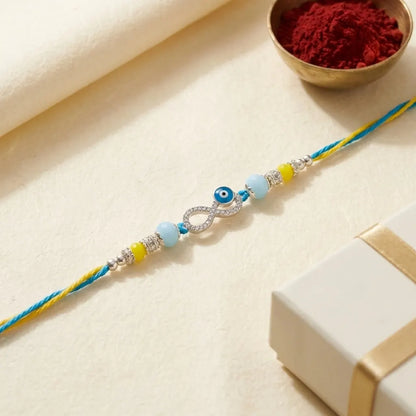 92.5 Silver Infinity Evil Eye Rakhi for Brother