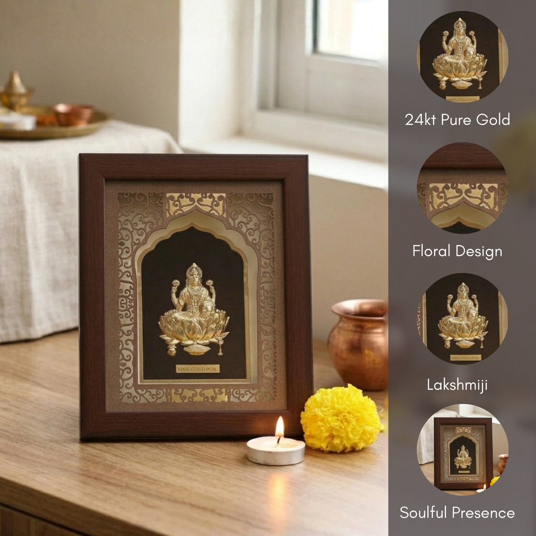 Prosperity Lakshmi Mata 24K Gold Foil Gift Frame