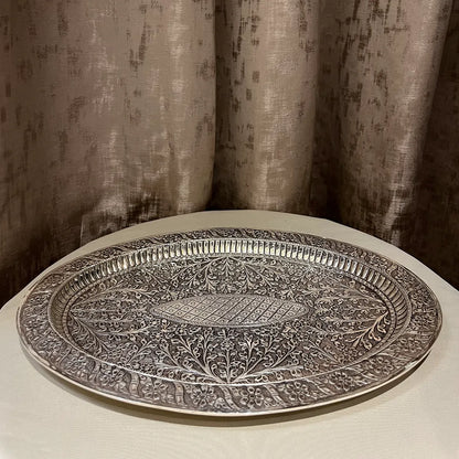 Premium Engraved 925 Antique Silver Tray