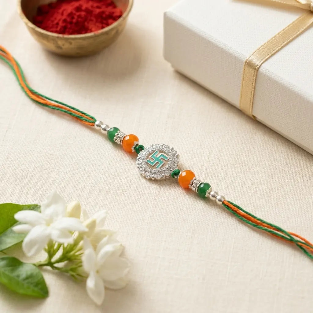 92.5 Sterling Silver Swastik Rakhi