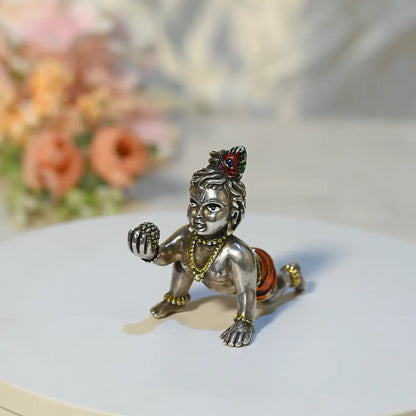 Vintage Handcrafted Silver Bal Krishna Idol