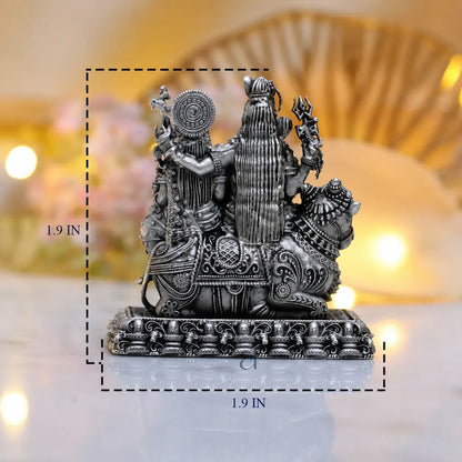 925 Sterling Silver Antique Finish Hollow Shiv Parivar with Nandi Idol