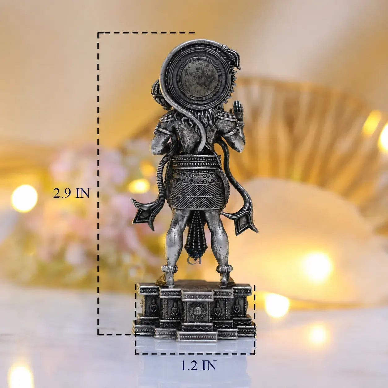 925 Sterling Silver Antique Finish Hollow Hanuman Idol