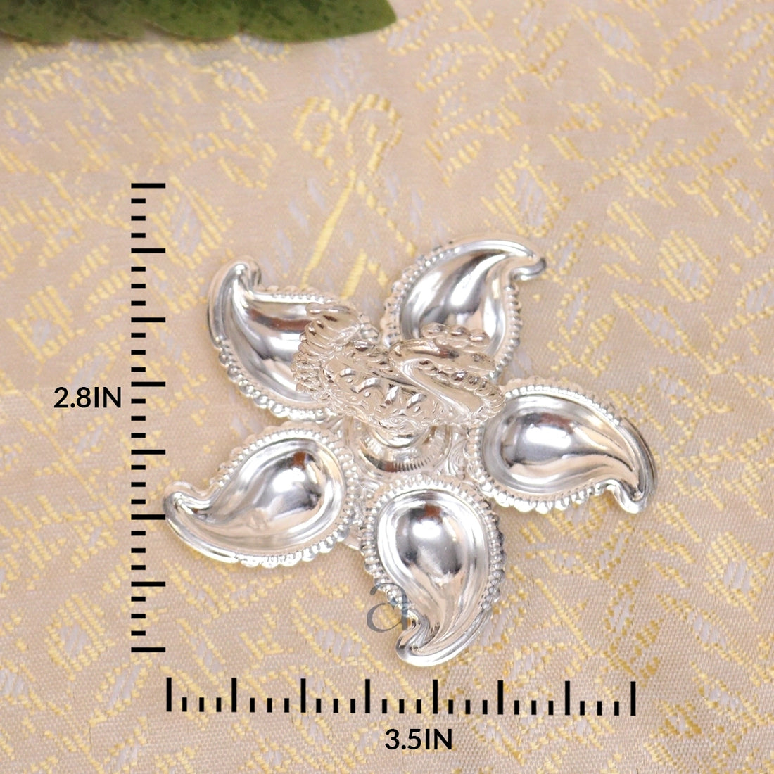 Peacock Inspired Silver Niranjan Diya