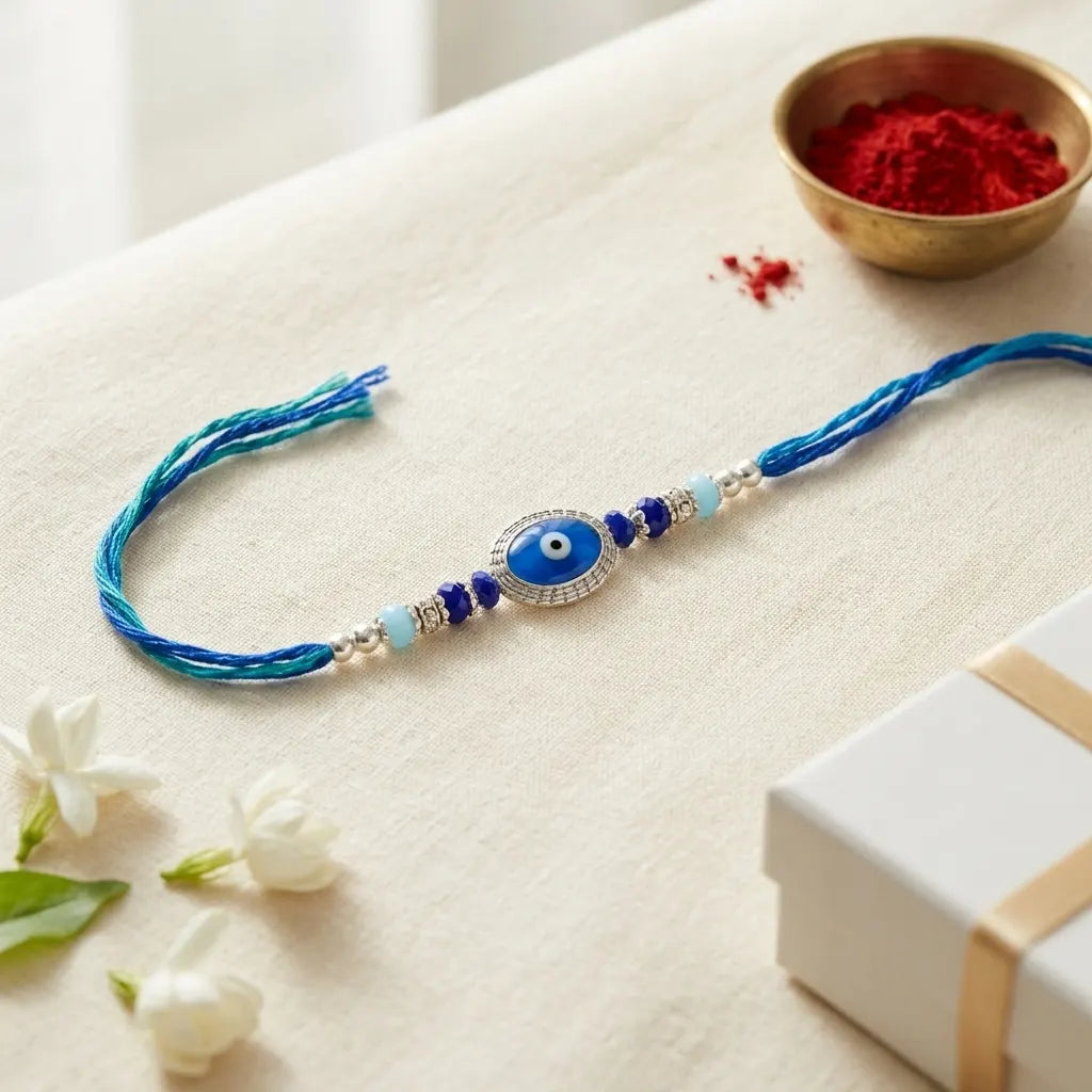 92.5 Silver Evil Eye Rakhi