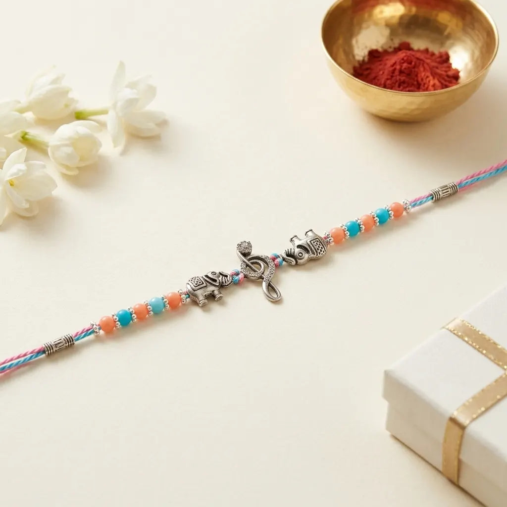 92.5 Silver Musical Note Rakhi