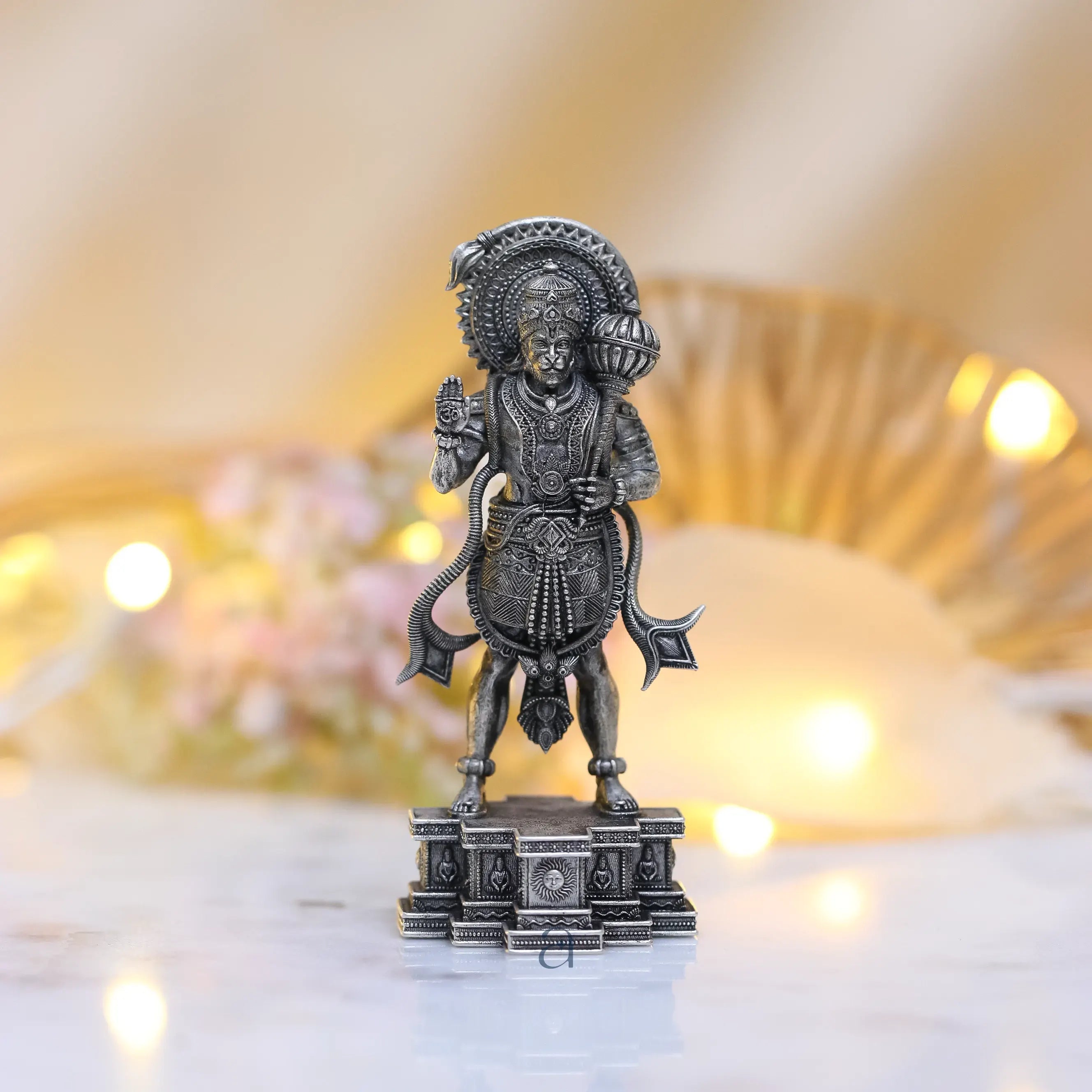 925 Sterling Silver Antique Finish Hollow Hanuman Idol