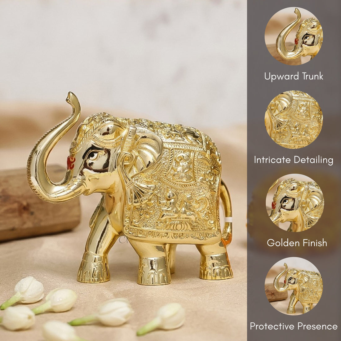 Golden Gajanth Lakshmi Upward Trunk