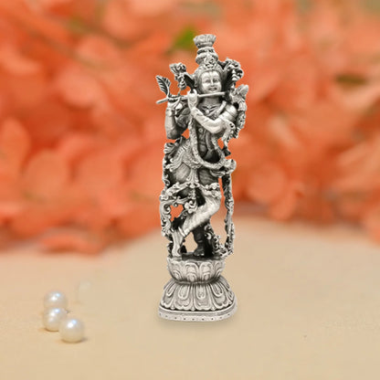 925 Antique Lord Krishna Silver Idol