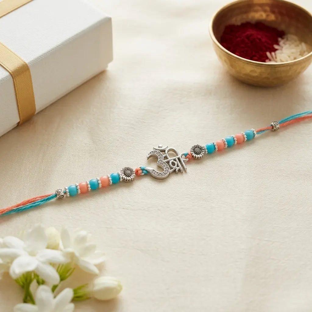 92.5 Silver Om Rakhi for Brother