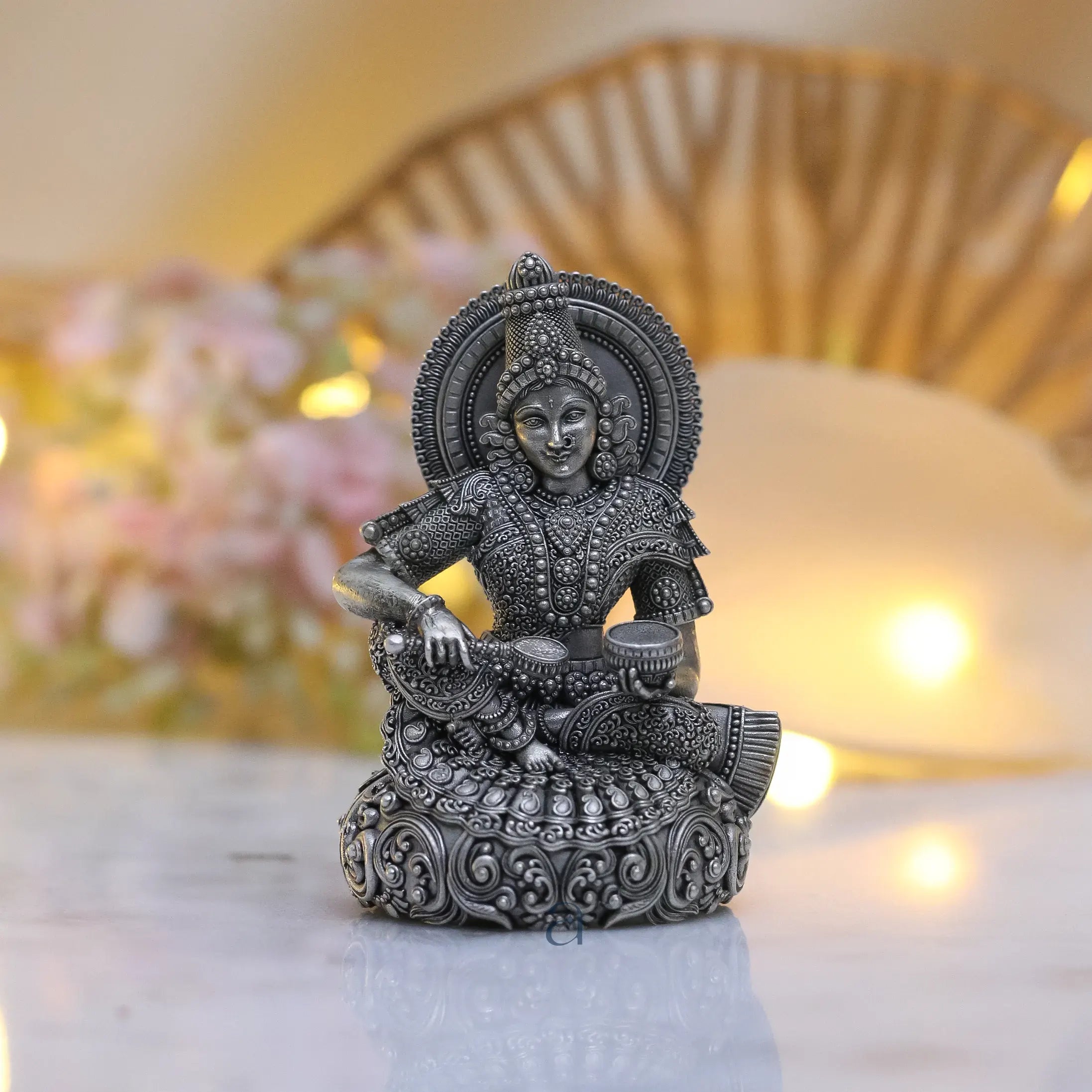 925 Sterling Silver Antique Finish Hollow Annapurna Devi Idol