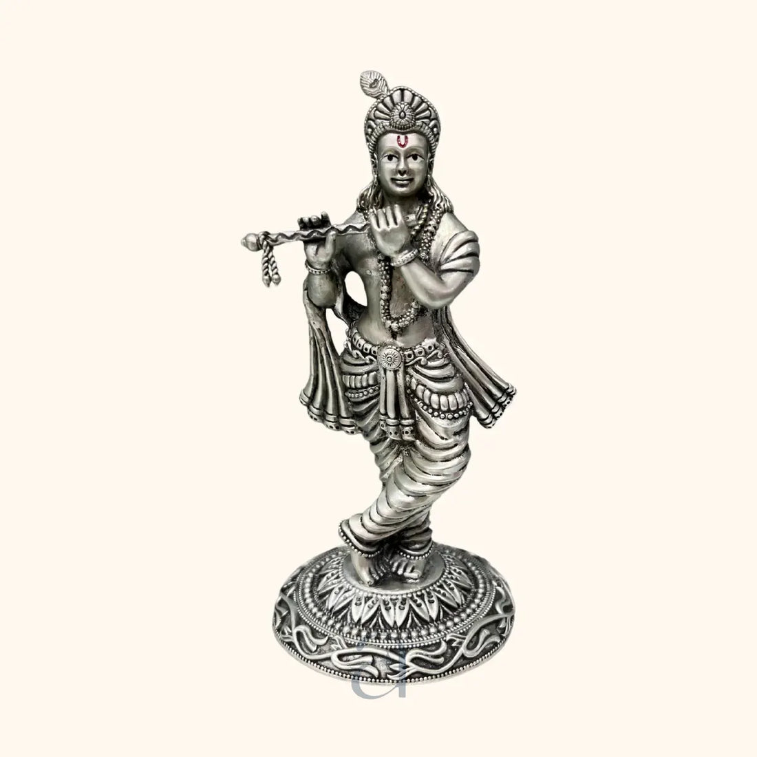 Exquisite Antique Silver Krishna Idol with Flute