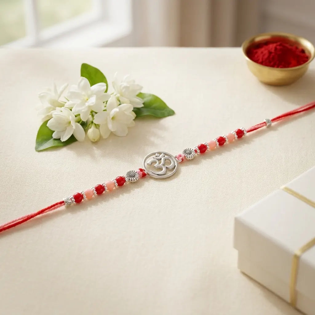 92.5 Silver Om Rakhi for Raksha Bandhan