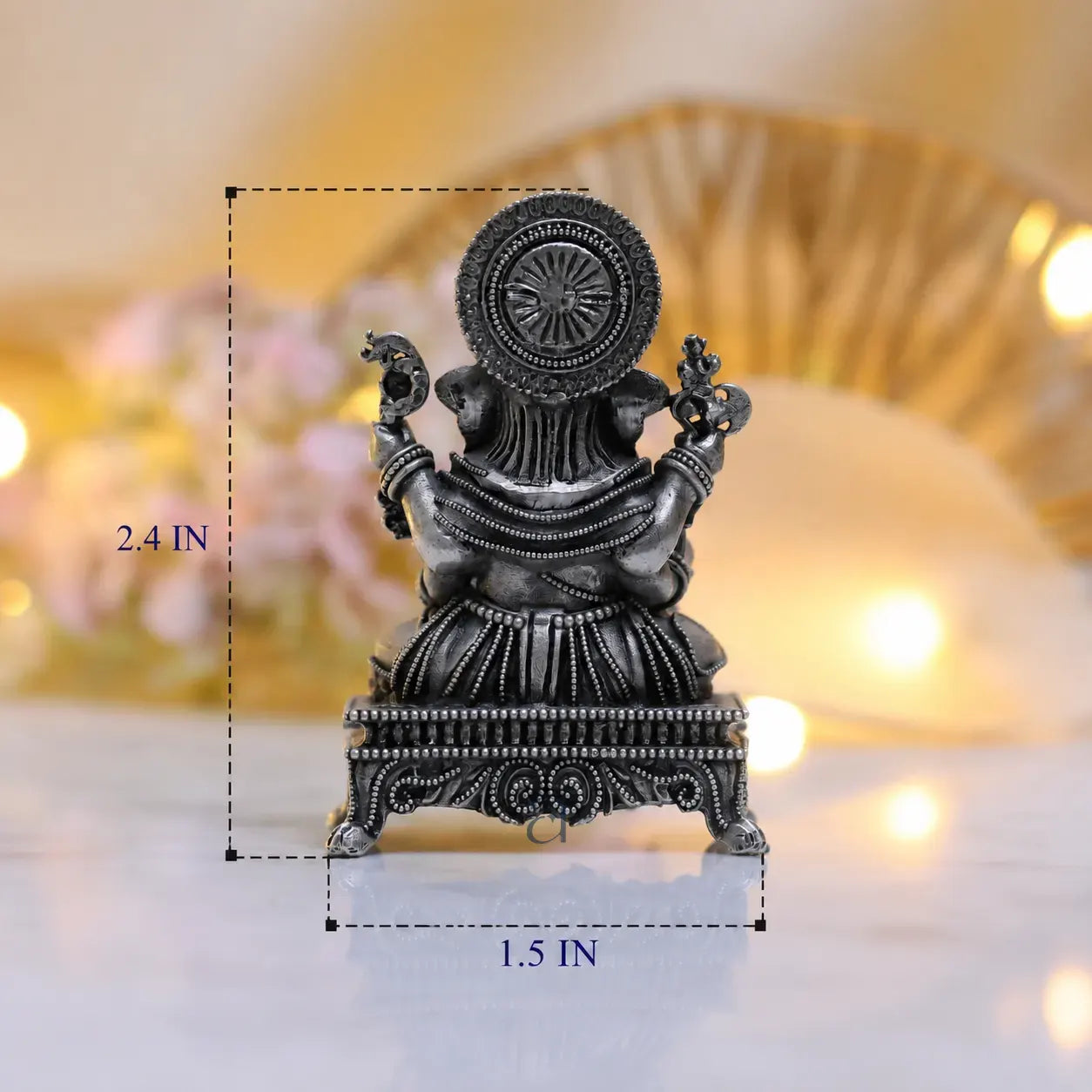 925 Sterling Silver Antique Finish Hollow Lord Ganesha Idol