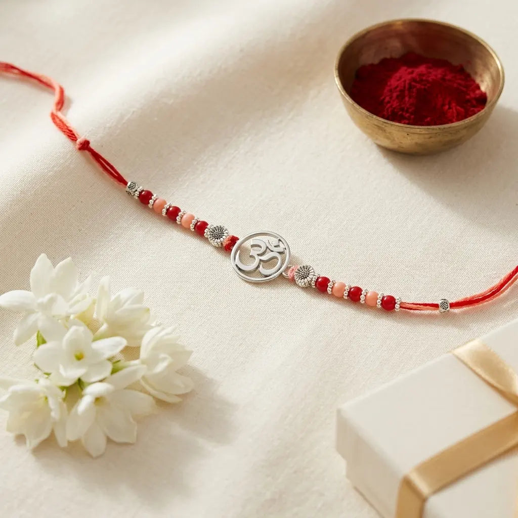 92.5 Silver Om Rakhi for Raksha Bandhan