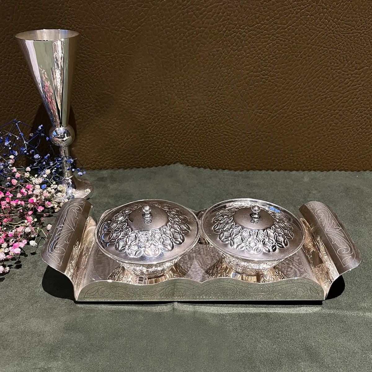 Designer Silver Bowls with Tray