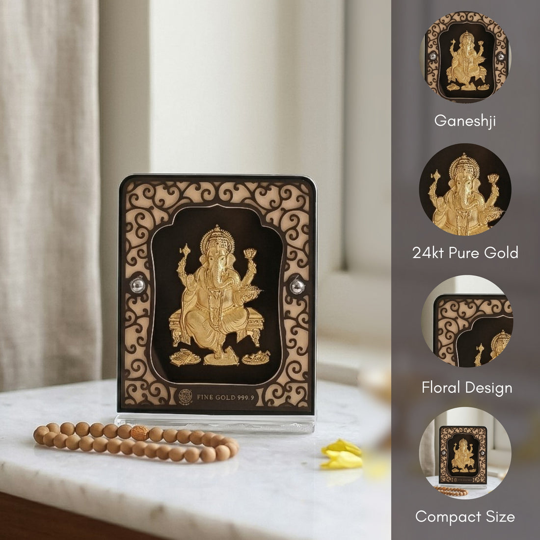 Blessed Gold Ganesh 24K Gold Foil Table Top Frame
