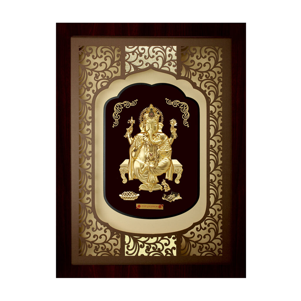 Divine Ganesh Ji Gold Foil Photo Frame