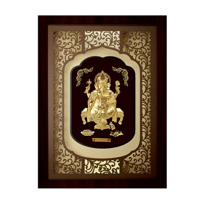 Divine Ganesh Ji Gold Foil Photo Frame