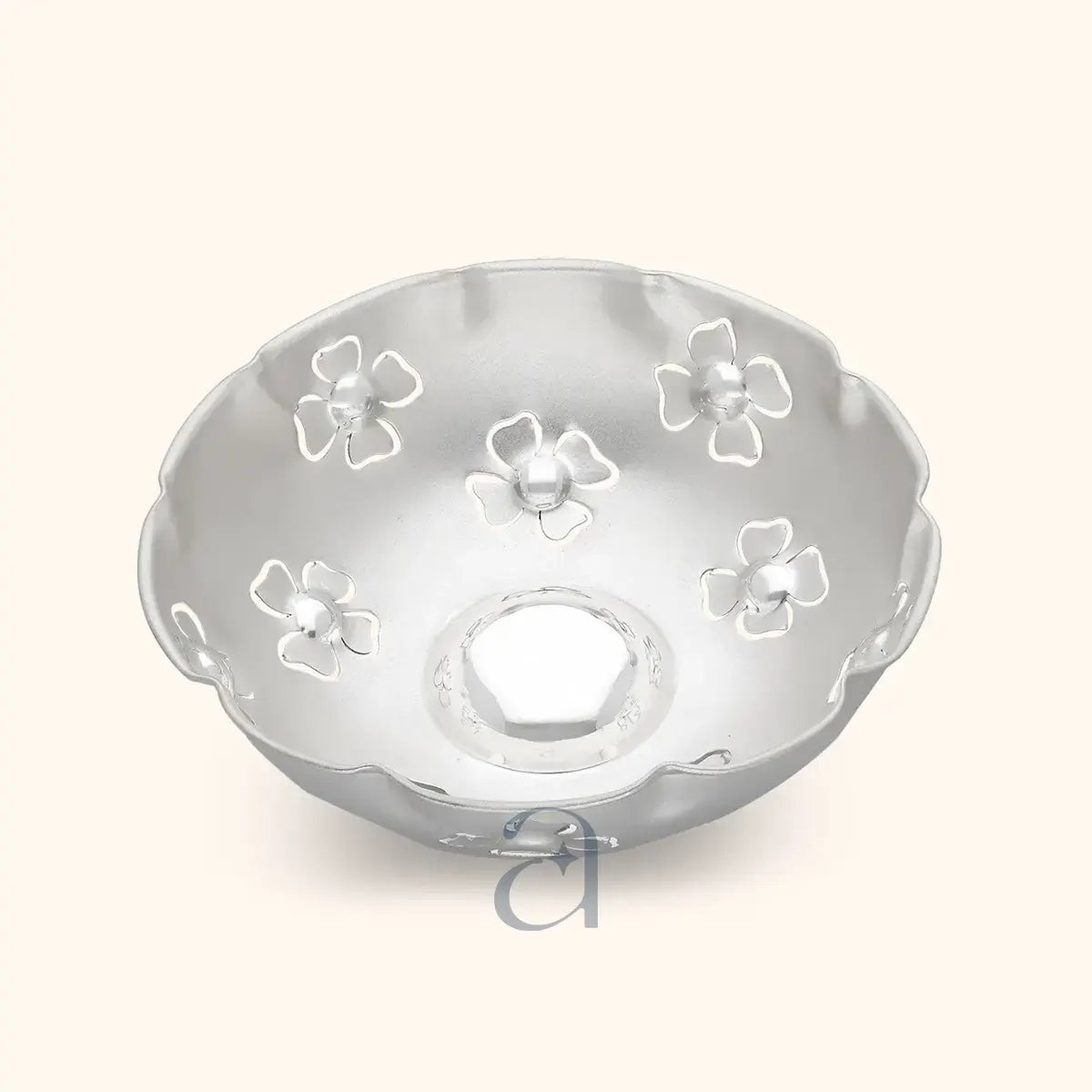 Classic Floral Carved Silver Fruit Bowl