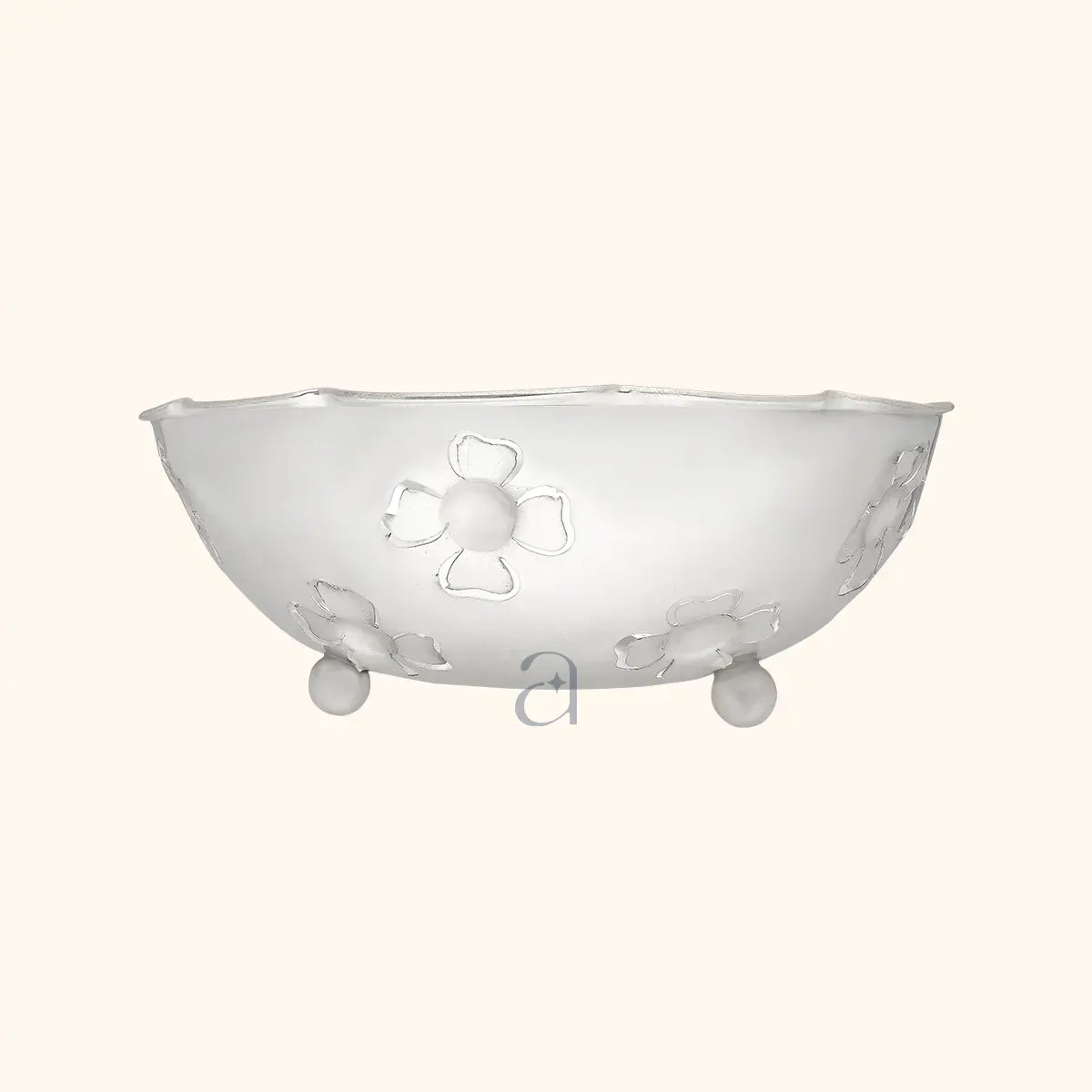 Classic Floral Carved Silver Fruit Bowl