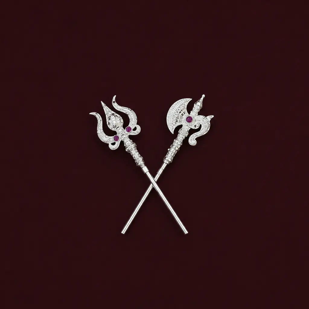 Silver Ganesh Ji Trishul Parshu