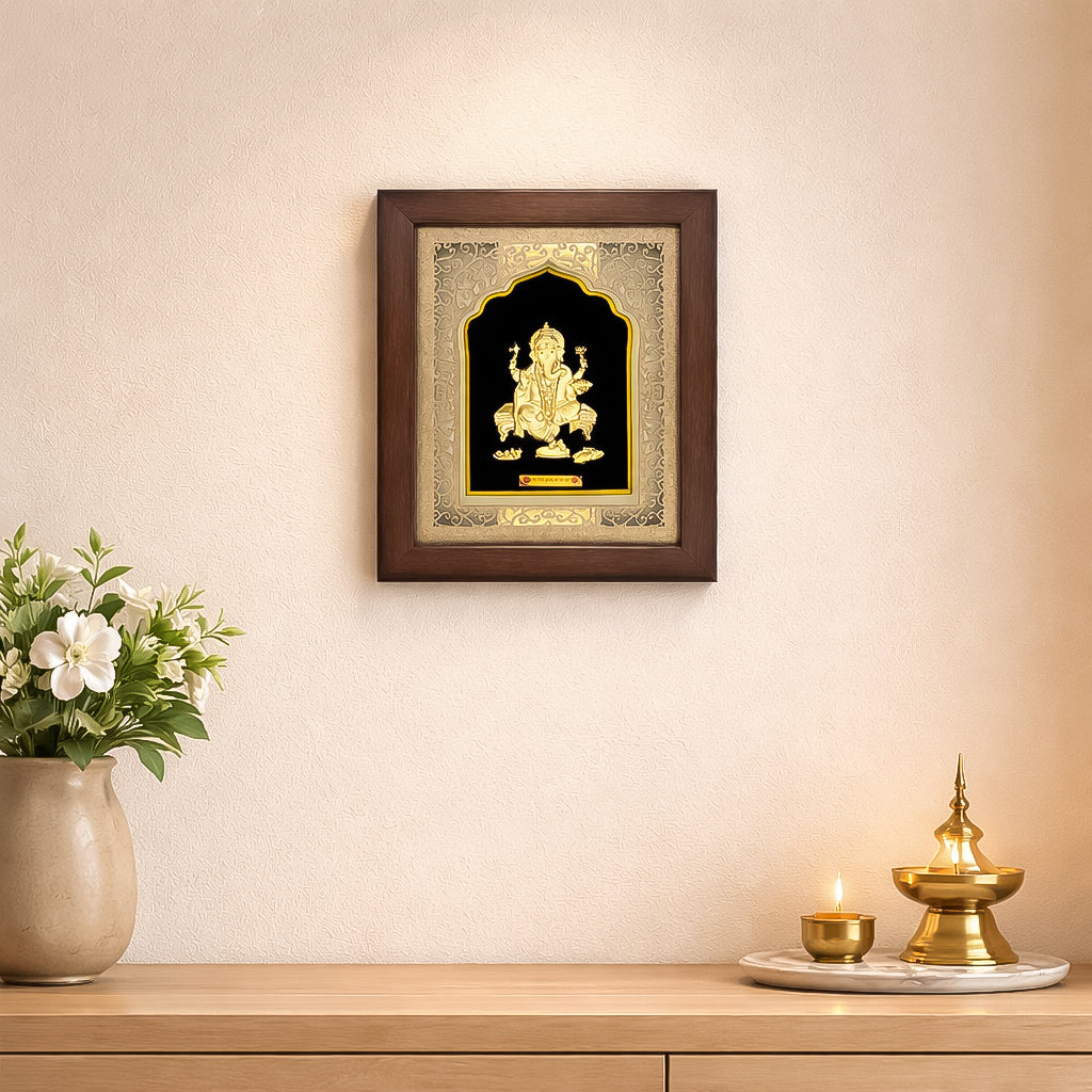 Ganesh Ji Gold Foil Gift Frame
