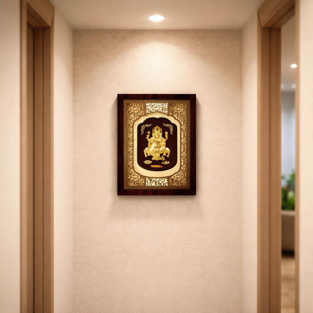 Divine Ganesh Ji Gold Foil Photo Frame