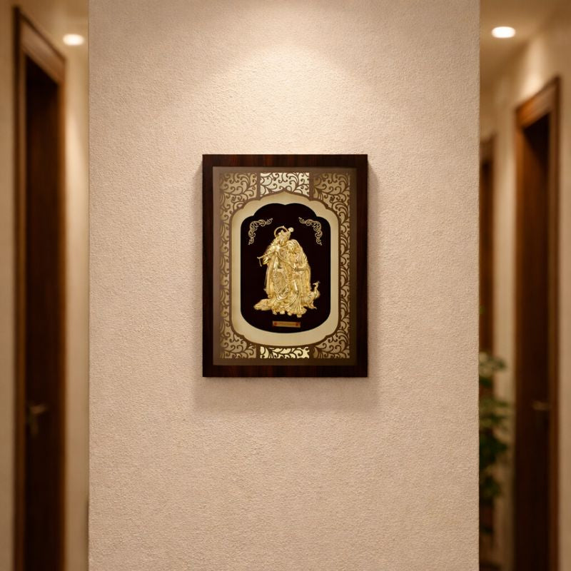 Radha Krishna with Peacock Decorative Frame