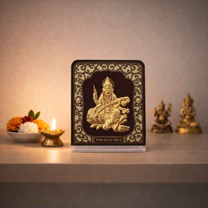 Golden Saraswati Table Top Frame