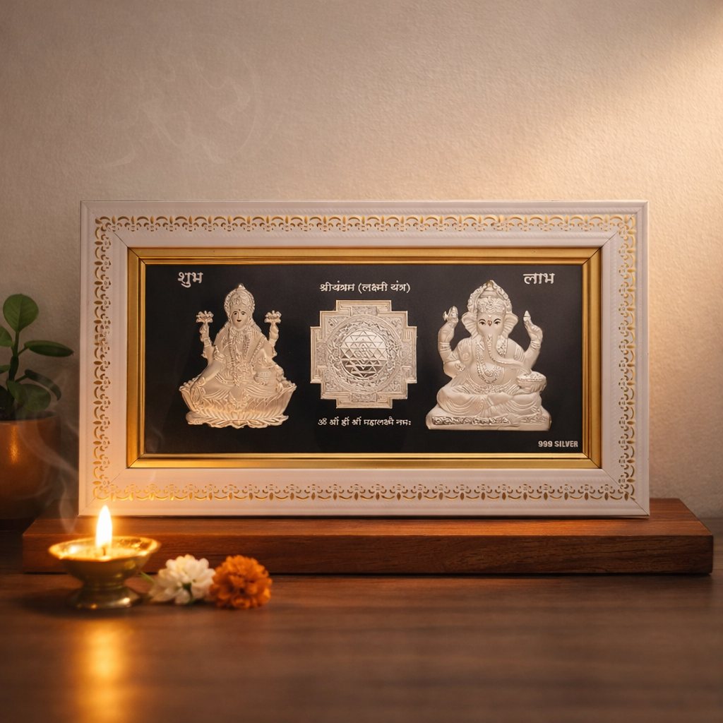 Buy Silver-Plated Yantra of Ganeshji and Lakshmi Online at Best Price - Aahi Silverware | Ranka Jewellers