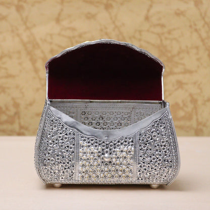 925 Antique Silver Purse with Majestic Peacock Detailing