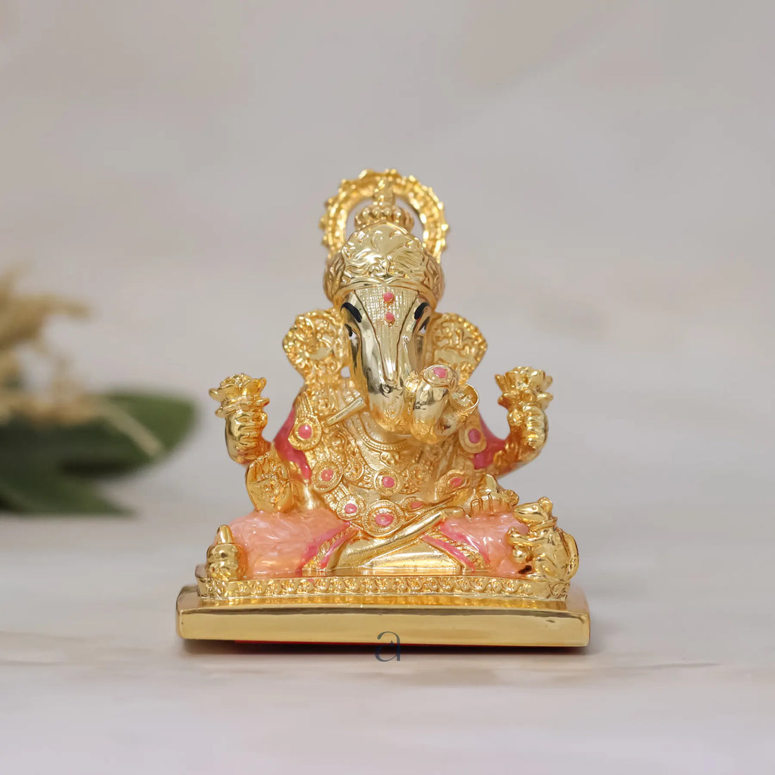 Golden Pink Lord Ganesha Idol